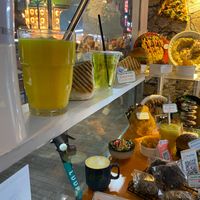 Drinks and falafel on display at Falafel Brothers - Minato in Tokyo