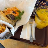 Value Set w/Full Sandwich, Mesh Fries and Mango Juice at Falafel Brothers - Minato in Tokyo