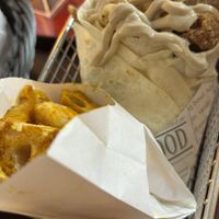 Rapper karrage with lotus fries  at Falafel Brothers - Minato in Tokyo