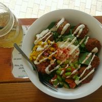 Falafel Salad Bowl (¥1000+tax): comes with three toppings and a sauce of your choice. at Falafel Brothers - Minato in Tokyo