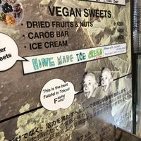 Vegan ice cream choices at Falafel Brothers - Minato in Tokyo
