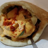 Falafel pita with spicy hini at Falafel Brothers - Minato in Tokyo