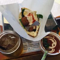 Mint tea, half sandwich, gazpacho at Falafel Brothers - Minato in Tokyo