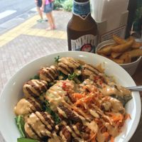 Beer and Falafel bowl at Falafel Brothers - Minato in Tokyo