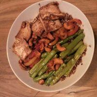 Tofu rice bowl at Tribe Organic in Shanghai