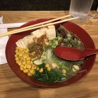 Veggie base broth with shroom tofu and corn at Kao Ramen in Ventura