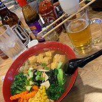 Go green ramen plus fried tofu at Kao Ramen in Ventura