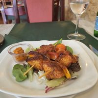 Tempeh kebabs starter at Chef Momo in Cartagena