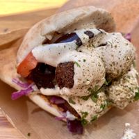 Falafel pita with veggies and vegan sauce at Green Lab in Montpellier