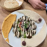 Falafel plate with hummus and pita bread  #Veganuary at Green Lab in Montpellier