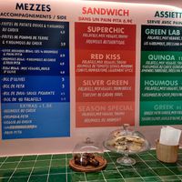 Menu at Green Lab in Montpellier