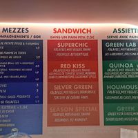 Menu at Green Lab in Montpellier