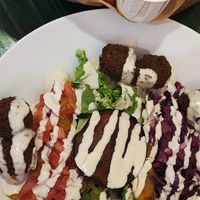 Falafel with tahini, vegetables, avocado humus  at Green Lab in Montpellier