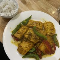 Lemongrass and chili fried tofu.  at Loving Hut - Ba Dinh in Hanoi
