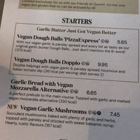 vegan menu - starters   at Pizza Express in Wokingham