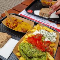 Guacamole fries and vegan currywurst at My Currywurst in Heidelberg
