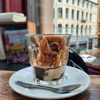 Affogato with malted coconut ice cream at Ginger's Comfort Emporium in Manchester