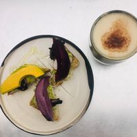 Avocado Toast and chai latte  at Essence Cuisine in East London