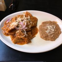 Chilaquiles rojos (vegan version) at Santo Cafe in Guanajuato