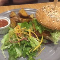 Temphe burger at MU-Food in Geneva