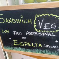 blackboard: sandwiches are made with artisanal whole spelt bread at Tapas del Huerto in Tenerife