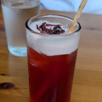 Iced Hibiscus Elixir Mocktail - order without agave if you prefer less sweet at El Grifo in Caguas
