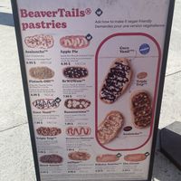 Menue with (vegan options clearly marked)   at BeaverTails in Ottawa