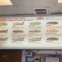 Menu (Vegan Options  have Green symbol) at BeaverTails in Ottawa