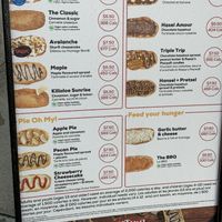 Menu. Vegan options have green leave symbol at BeaverTails in Ottawa
