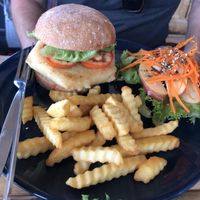 Mung bean burger  at Salween River Restaurant in Mae Hong Son