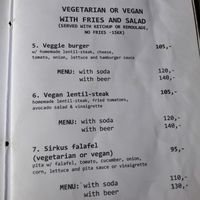 Menu at Sirkus Föroyar  in Torshavn