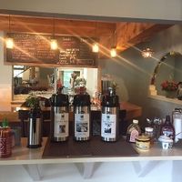 Self-serve coffee station at The Hoot in Northport
