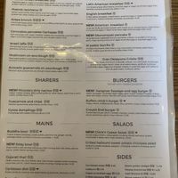 Food menu  at Miranda Cafe in North London