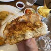 Hangover Sausage-and-egg Burger  at Miranda Cafe in North London