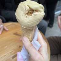 Vegan Pistachio gelato on vegan cone, woo hoo!  at La Gelatiera in London
