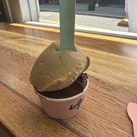 Pistachio and chocolate medium cup   at La Gelatiera in London