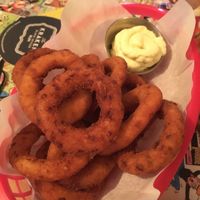 Crispy onion rings , vegan mayo  at Old Town House in Warrington