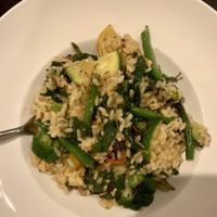 Seasonal Vegetable Risotto made vegan! at Cibo Matto Caffe in Mansfield