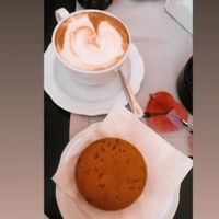 Cappuccino with soy milk and a very flavourful, vegan carrot cake at Caffe & Parole in Verona