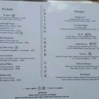 Menu (as of October 2017) at Driving Creek Cafe and Organics in Coromandel