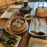 Clockwise from left: gailan, siu mai, lo mai, gai, char siu bao, and cheung fun  at Jade Rabbit in Portland