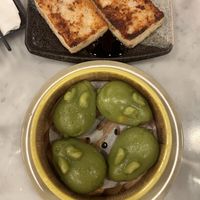 Turnip cake and matcha thing  at Jade Rabbit in Portland