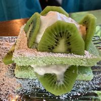Kiwi Pandan dessert, tasted like pandan cornbread and was very mediocre   at Jade Rabbit in Portland