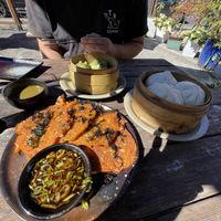 Char siu bao and kimchi pancakes  at Jade Rabbit in Portland