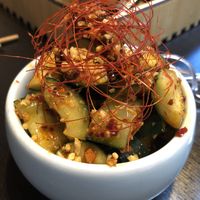 Spicy cucmber.  Pretty but not our favorite at Jade Rabbit in Portland