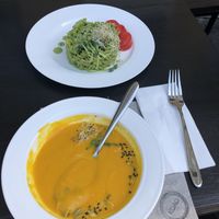 Soup and pasta  at KOLO in Kyiv