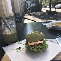 Burger and smoothie  at KOLO in Kyiv
