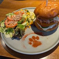 Chicken burger with salad  at Katzentempel - Nürnberg in Nuremberg