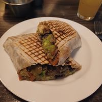 House veggie burrito without cheese at La Taqueria Pinche Taco Shop in Vancouver