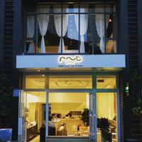 Modern style dining environment with outside seating area at Root Pop in Beijing